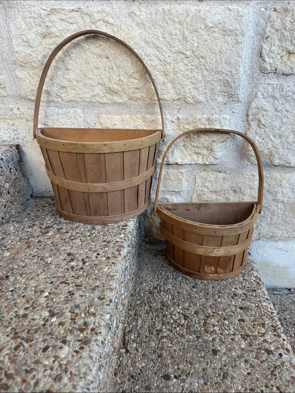 Rustic Wood Basket Set - Natural Brown Home Accents